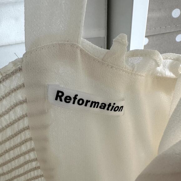 Reformation Nikita Tie Strap Midi Dress Ivory White - Picture 5 of 5